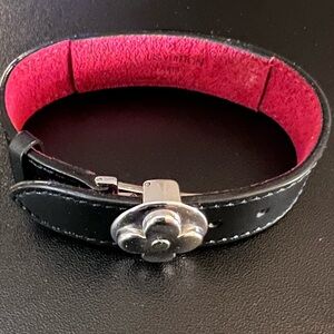 Louis Vuitton Monogram Leather Bracelet Black Red Interior